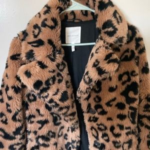 Avec Les Filles Faux Mink Leopard Teddy Jacket